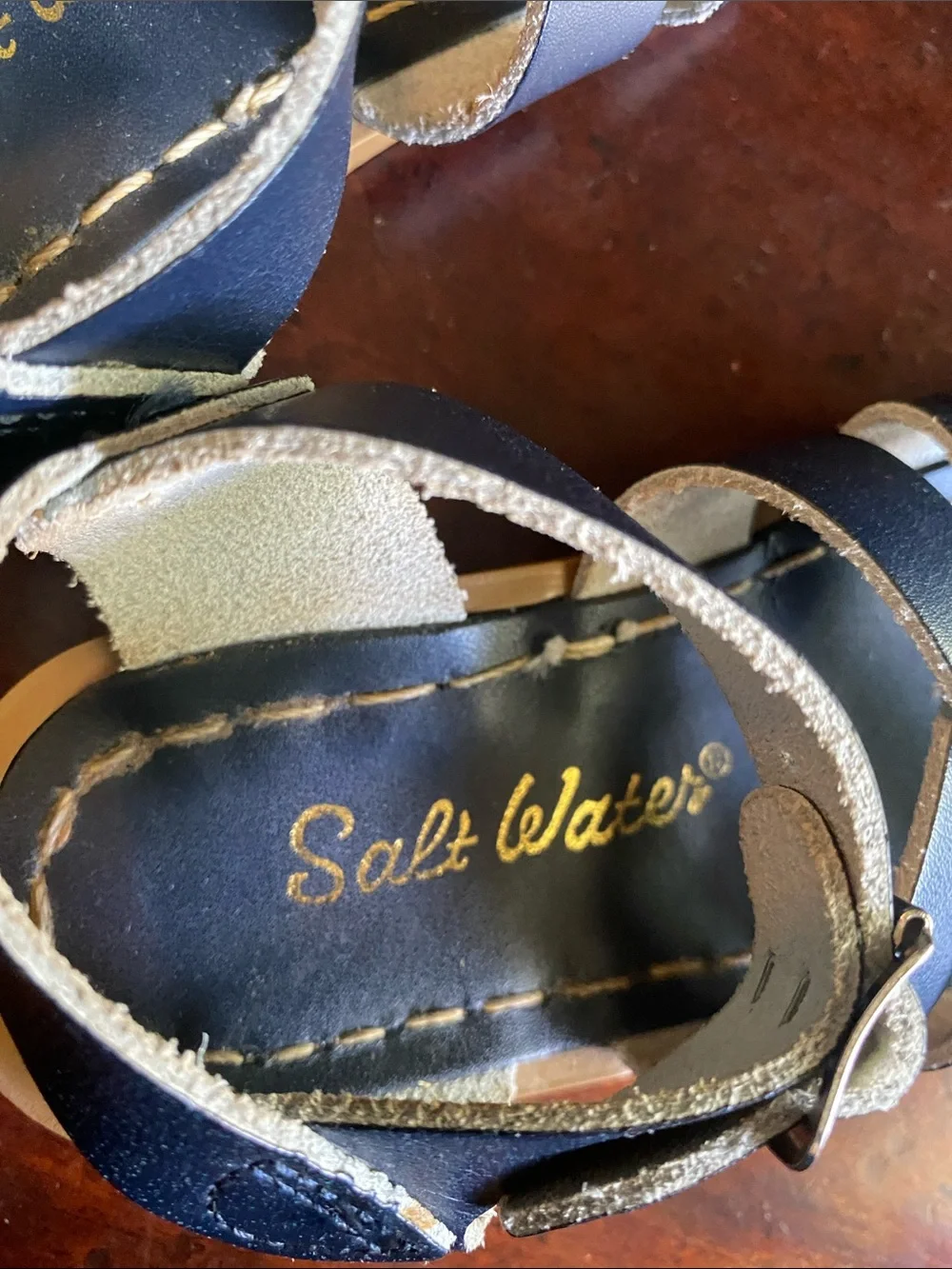 Salt Water by Hoy Shoe Kids Navy Blue Leather Sandals